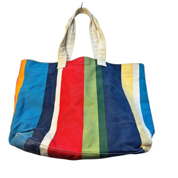 L.L. Bean Colorful Stripe Canvas Tote Bag Large Beach Travel Everyday Poly Lined - Picture 8 of 12